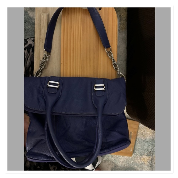 Liz Claiborne Jackie Blue iris purple 2 way leather purse handbag - Picture 2 of 7